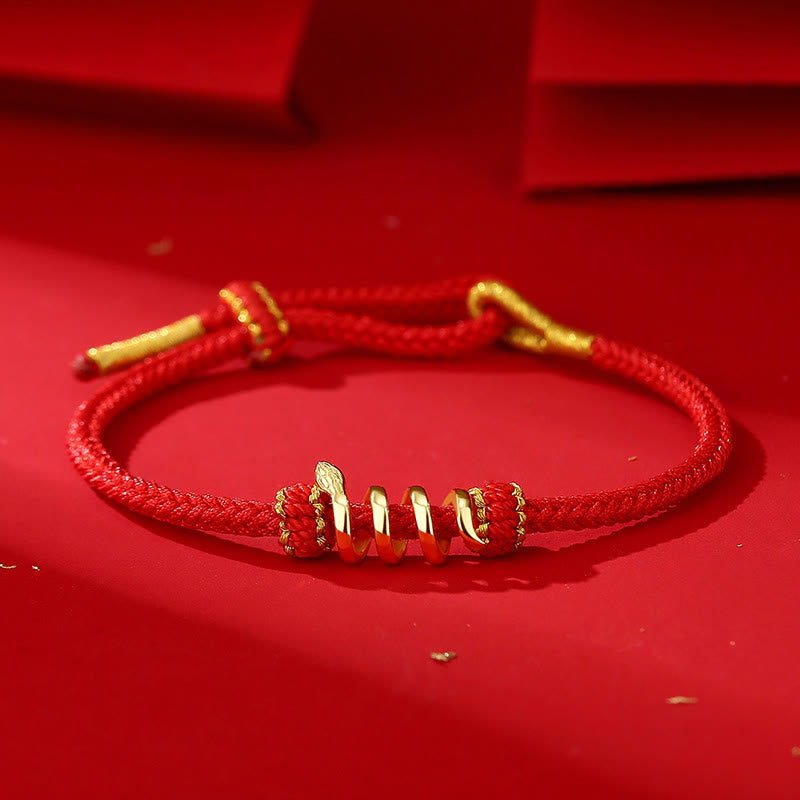 Bracelet serpent en argent sterling 925 avec cordon rouge