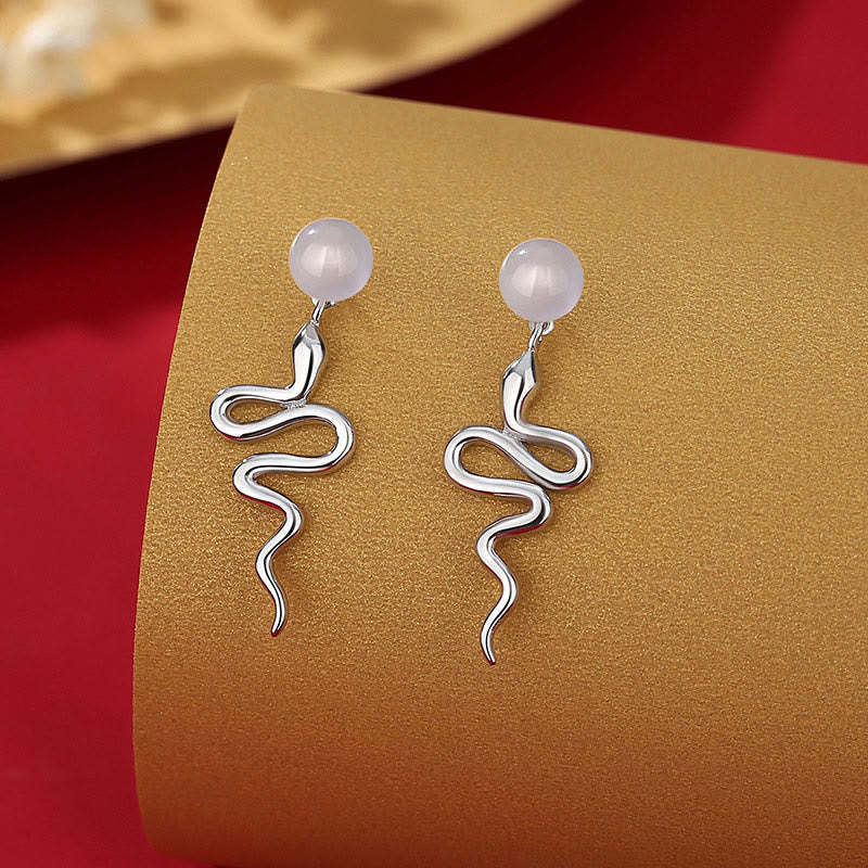 Boucles d'oreilles serpent en agate rouge et argent sterling