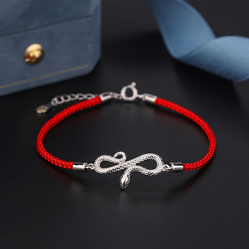 Bracelet rouge en argent sterling 999 Année du serpent
