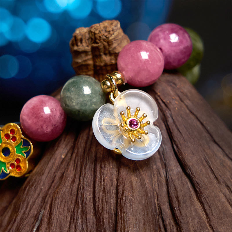 Bracelet spirituel fleur de sagesse tourmaline 8 mm