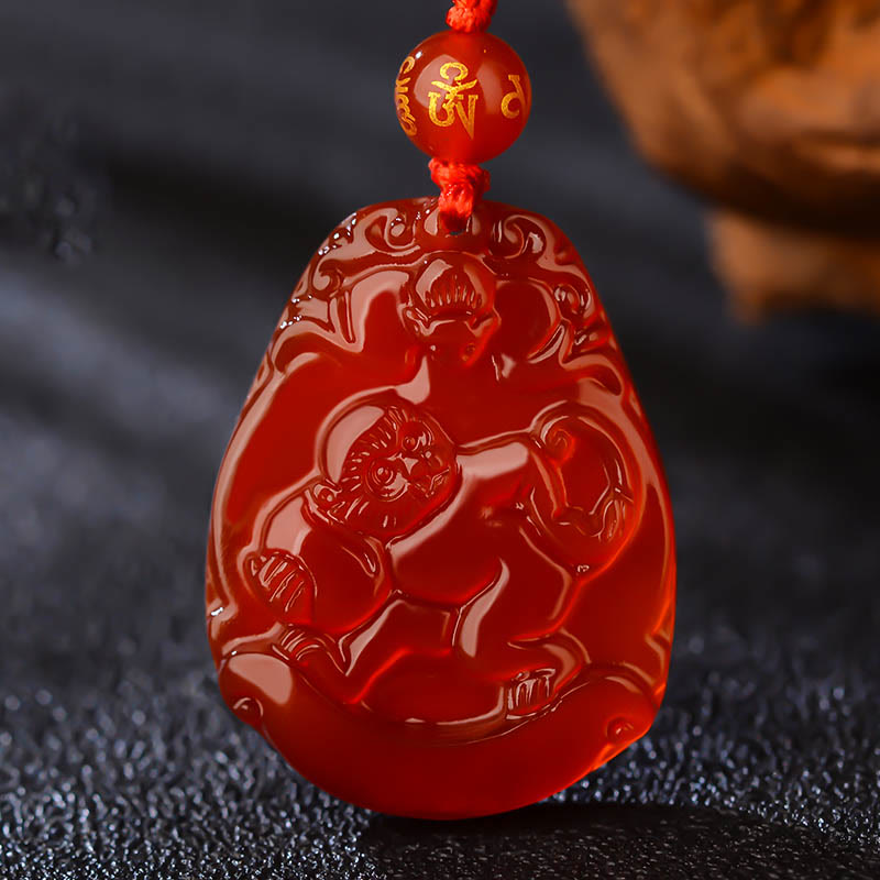 Collier en agate rouge signe du zodiaque chinois | Calme et confiance