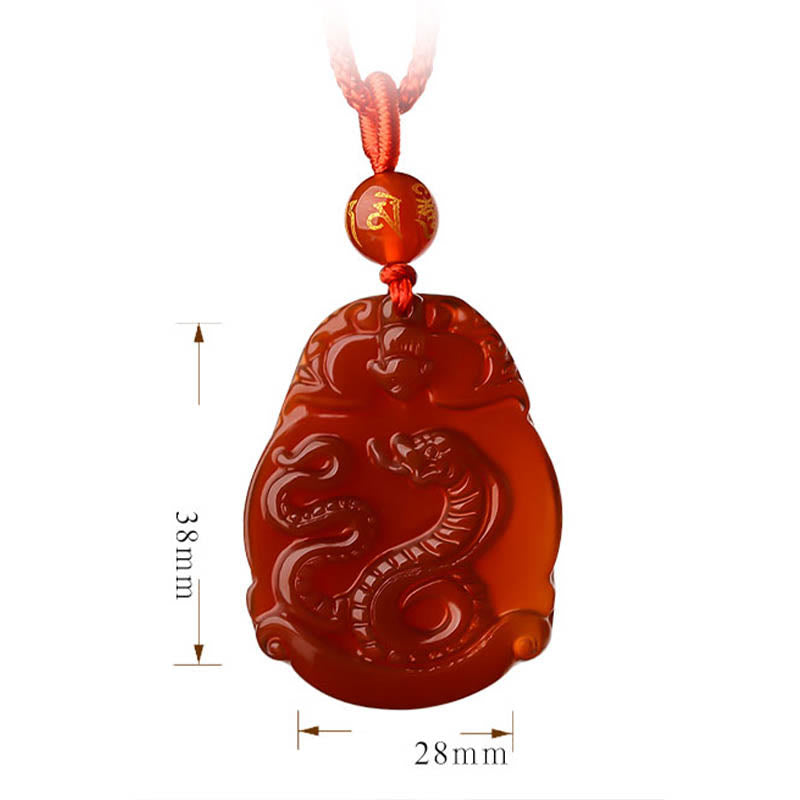Collier en agate rouge signe du zodiaque chinois | Calme et confiance