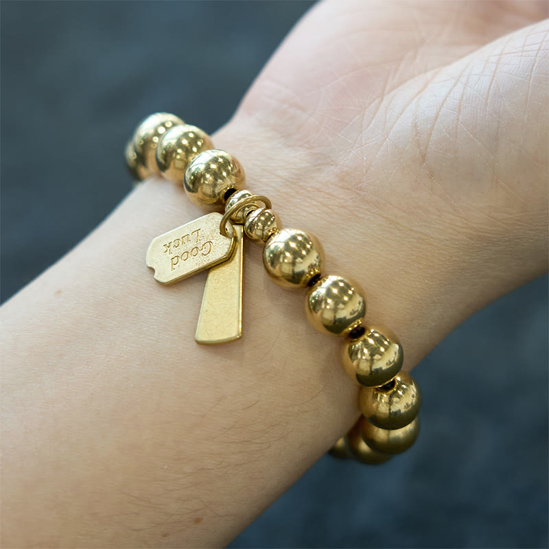 Bracelet de guérison en cuivre, perles de 10 mm pour l'équilibre et la chance