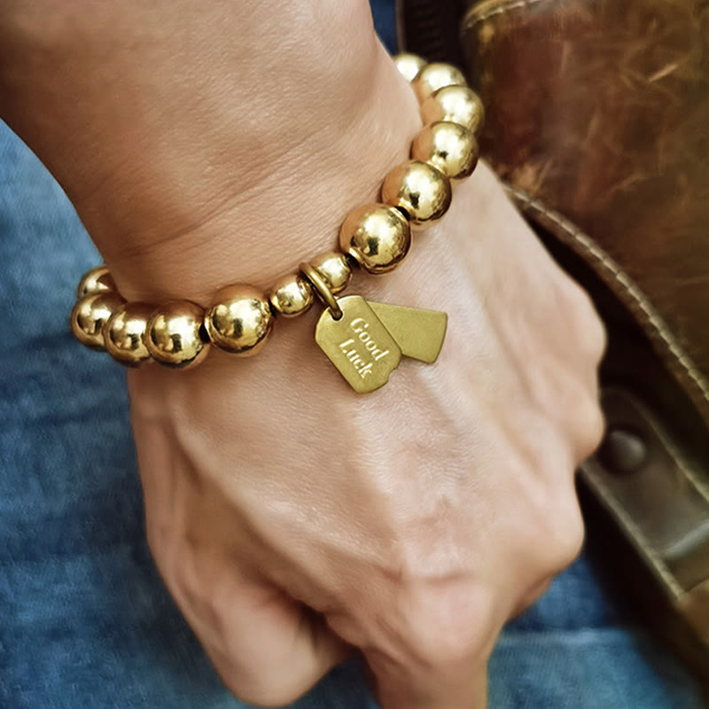 Bracelet de guérison en cuivre, perles de 10 mm pour l'équilibre et la chance