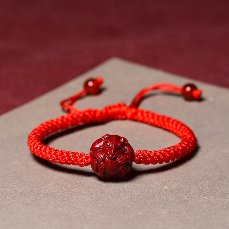 Bracelet en cinabre du zodiaque chinois à fil rouge pour la protection