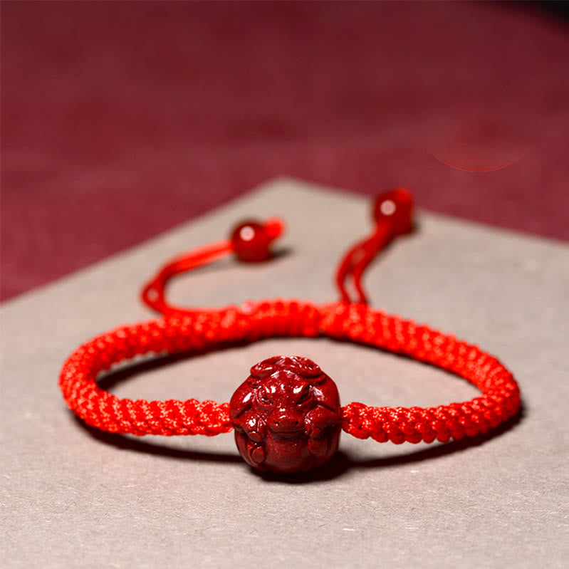 Bracelet en cinabre du zodiaque chinois à fil rouge pour la protection