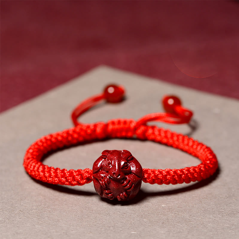Bracelet en cinabre du zodiaque chinois à fil rouge pour la protection