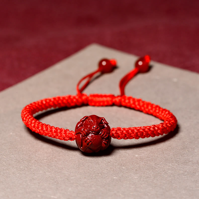 Bracelet en cinabre du zodiaque chinois à fil rouge pour la protection