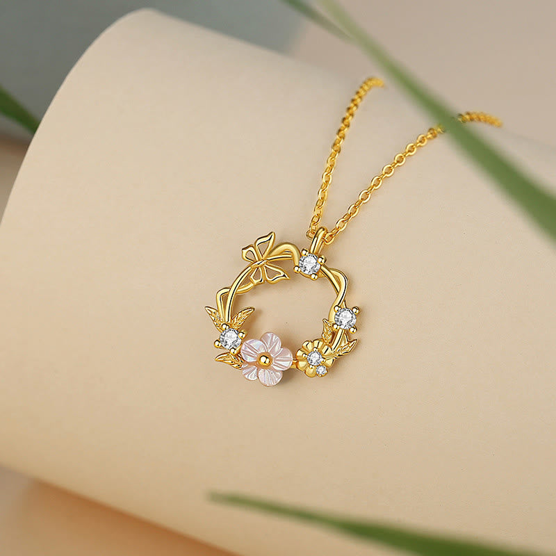 Collier de bénédiction en argent sterling avec coquillage papillon