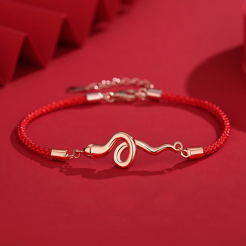 Bracelet en fil rouge Silver Snake Year