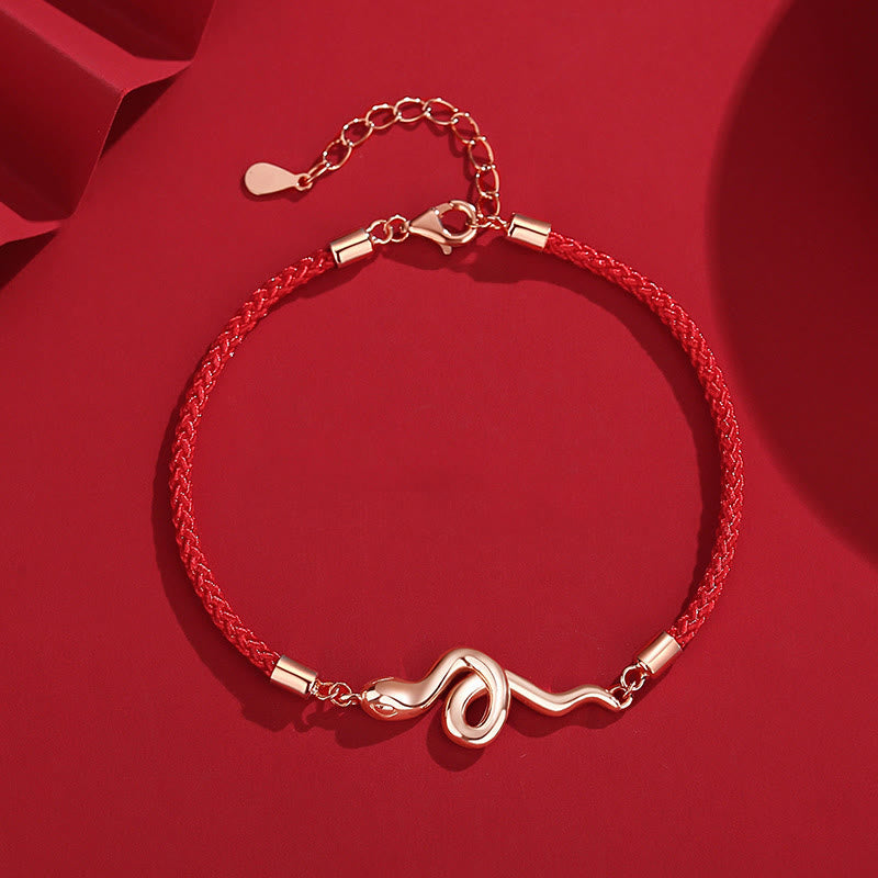 Bracelet en fil rouge Silver Snake Year