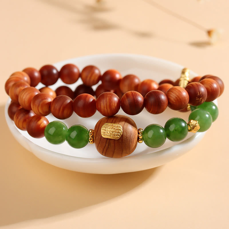 Bracelet de prospérité en calcédoine verte Thuja Sutchuenensis 8 mm