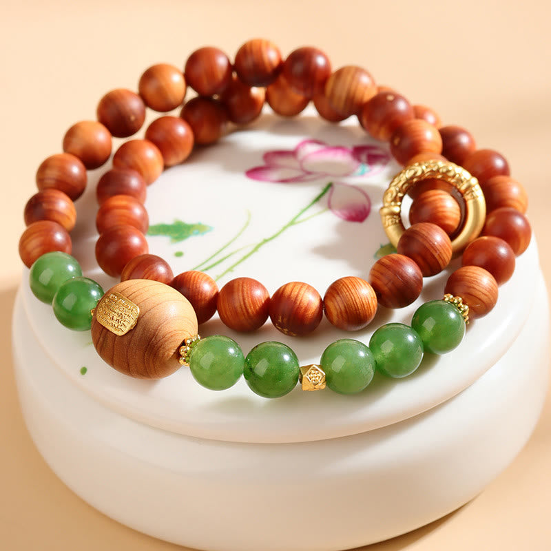 Bracelet de prospérité en calcédoine verte Thuja Sutchuenensis 8 mm