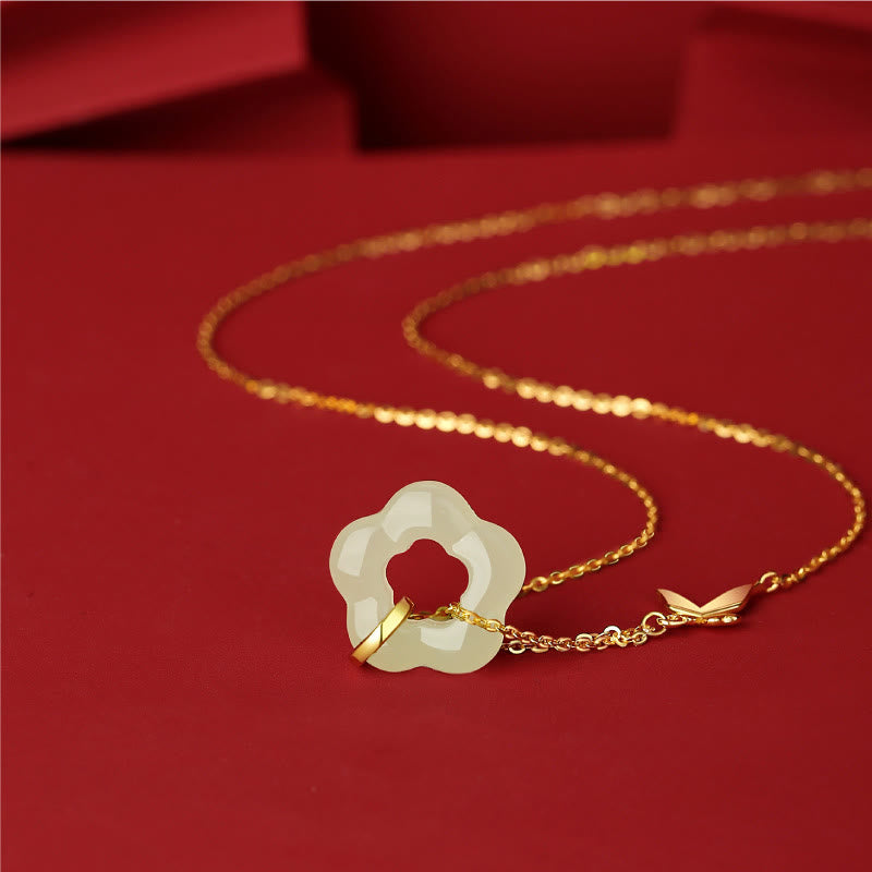 Collier papillon en argent sterling et jade Hetian