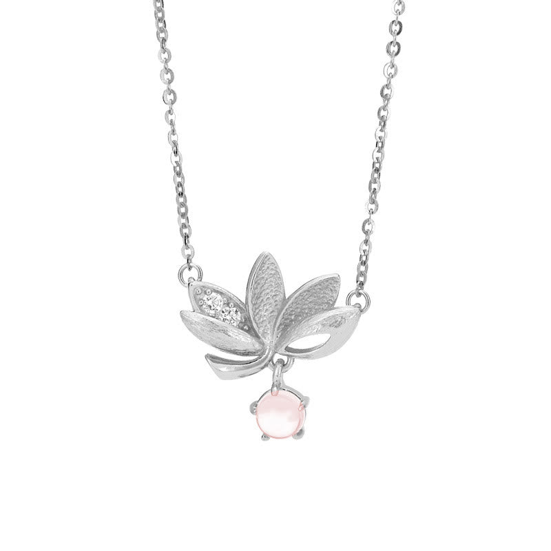 Collier Lotus et Quartz Rose pour la Protection