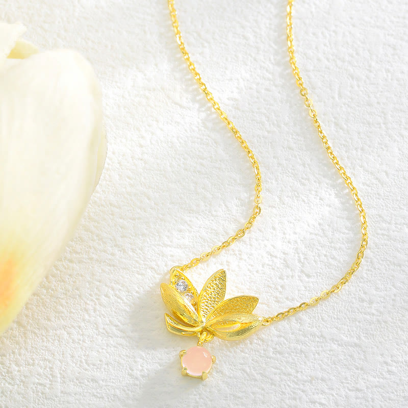 Collier Lotus et Quartz Rose pour la Protection