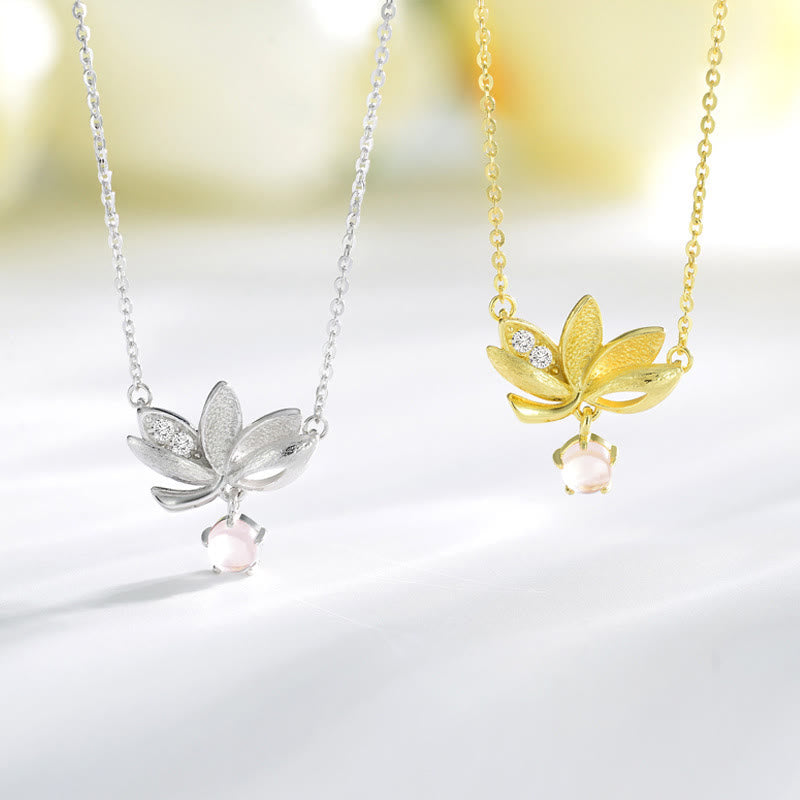 Collier Lotus et Quartz Rose pour la Protection