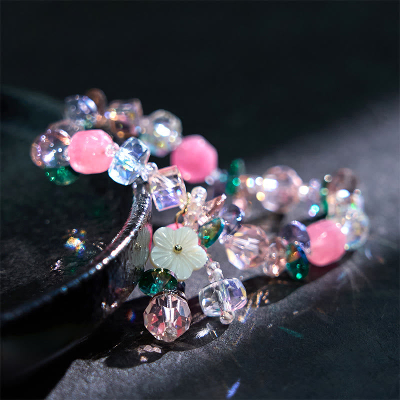 Bracelet de guérison en cristal rose vert blanc 14-16 cm