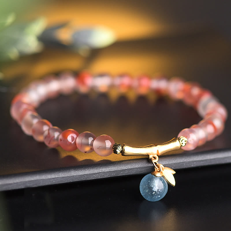 Bracelet porte-bonheur en jade Hetian agate rouge du Sud 6 mm