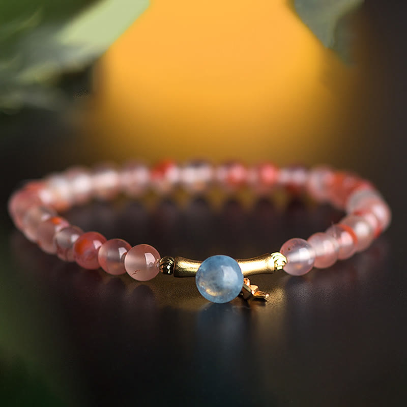 Bracelet porte-bonheur en jade Hetian agate rouge du Sud 6 mm