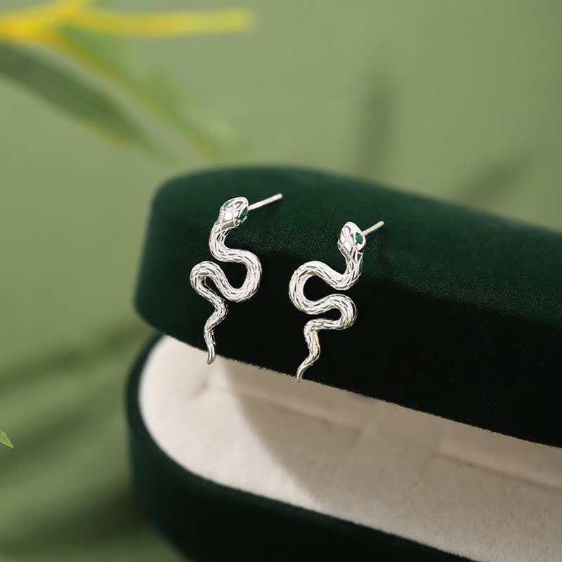 Ensemble collier et boucles d'oreilles en argent sterling 925 avec pendentif serpent