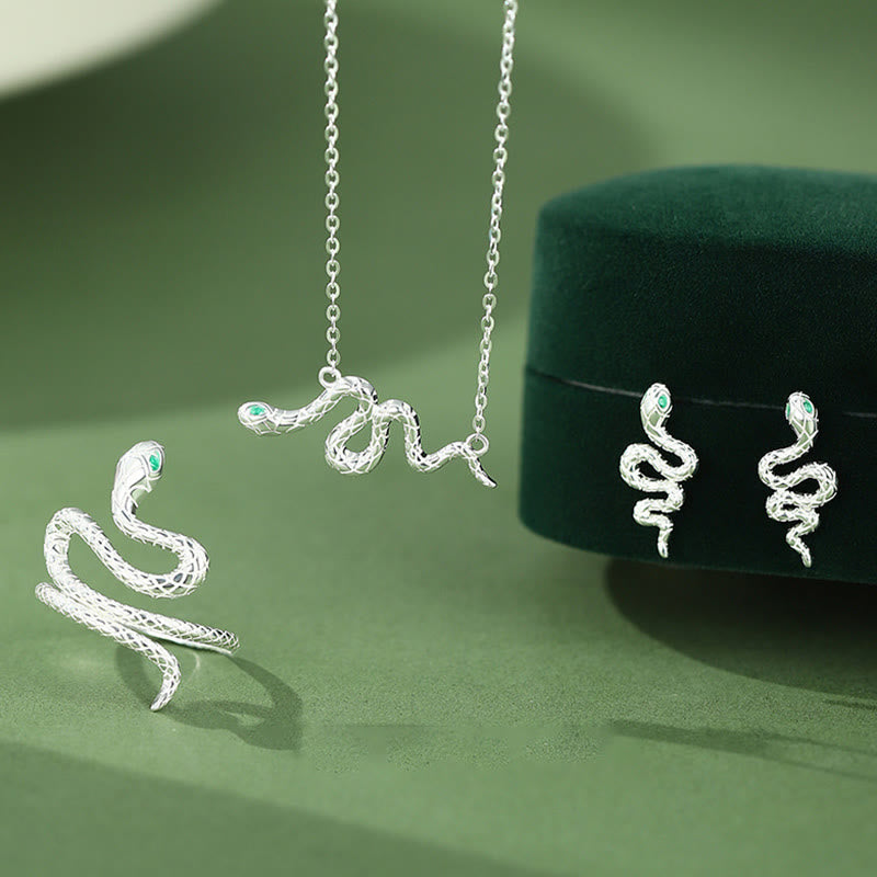 925 Sterling Silver Year of the Snake Jewelry Set for Calm & Balance