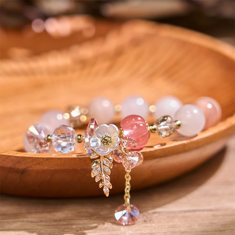 Bracelet de guérison multi-pierres avec accents floraux