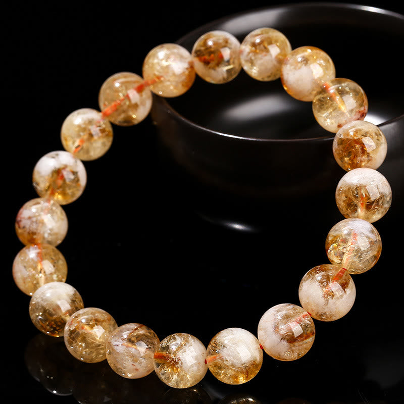 Bracelet flocon de neige en citrine naturelle de 6 mm pour la prospérité