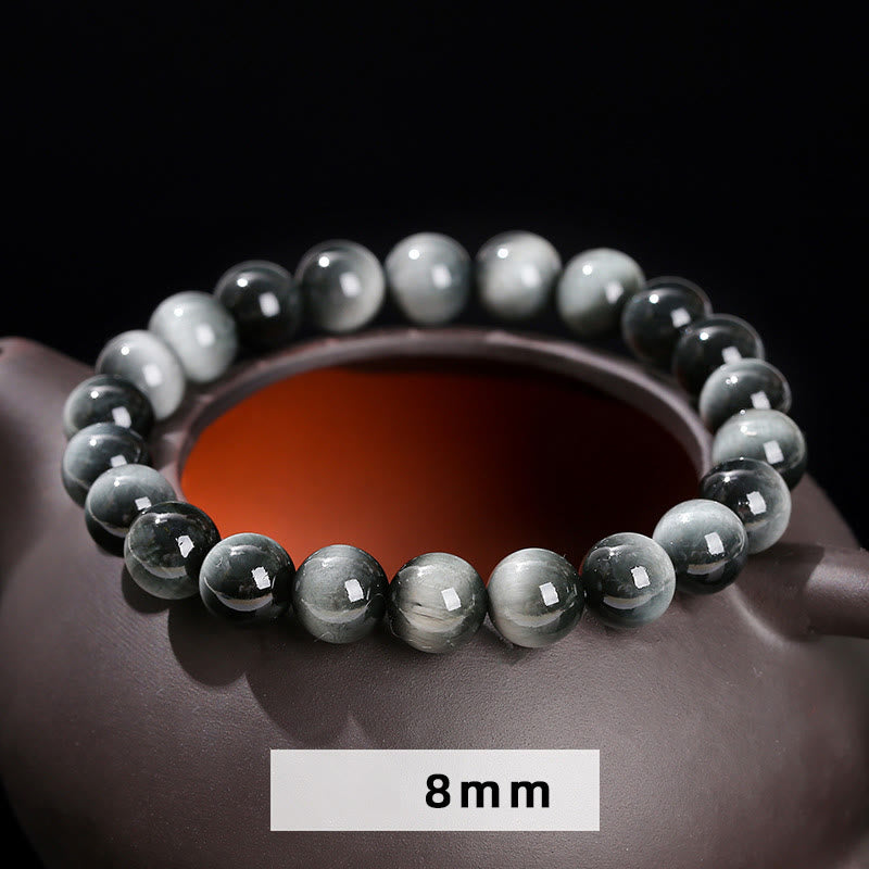 Bracelet courageux à énergie positive en pierre œil d'aigle de 8 mm pour femme