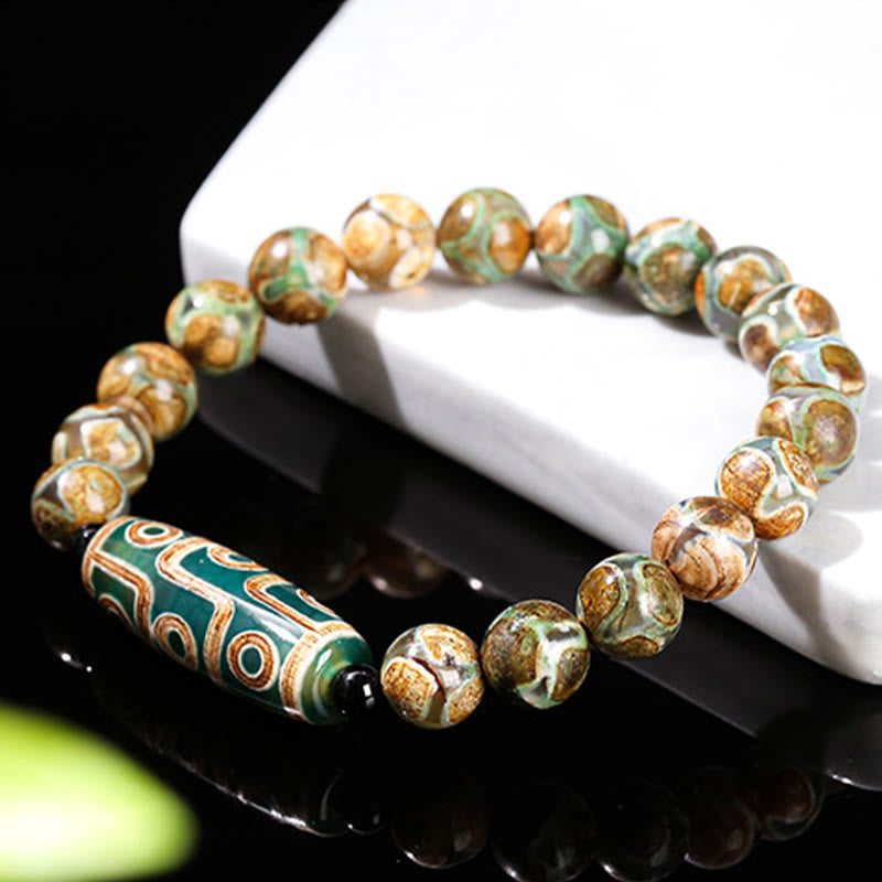 Tibetan Nine-Eye Dzi Bead Spiritual Protection Bracelet