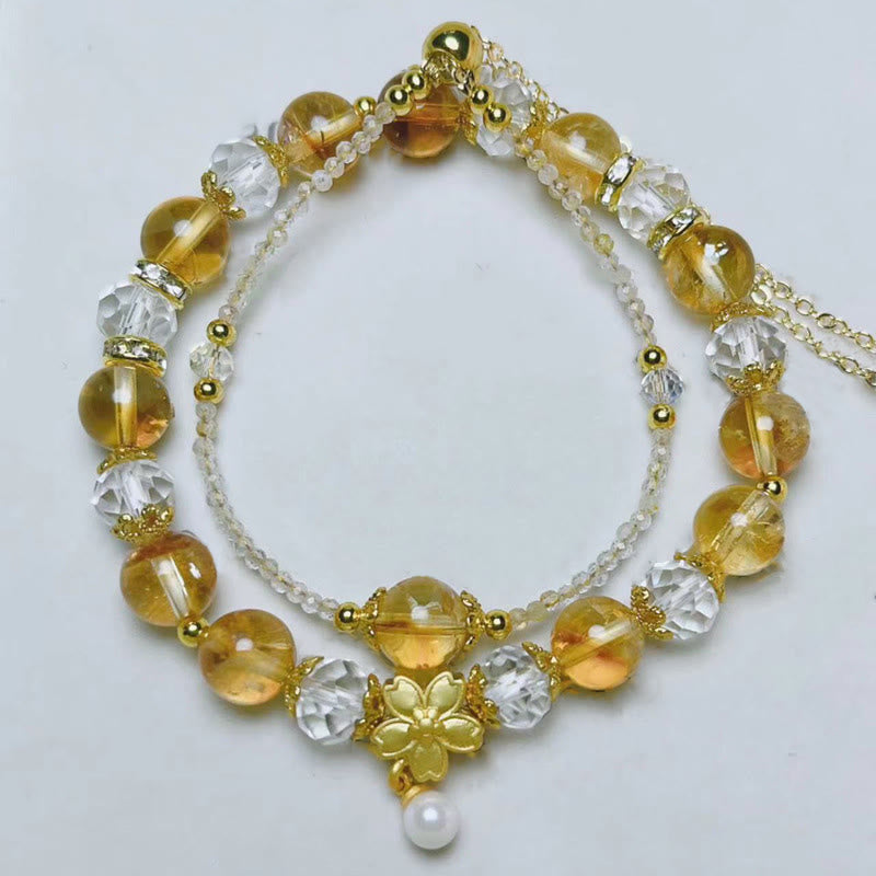 Bracelet Fleur de Prospérité Citrine 8 mm pour Femme