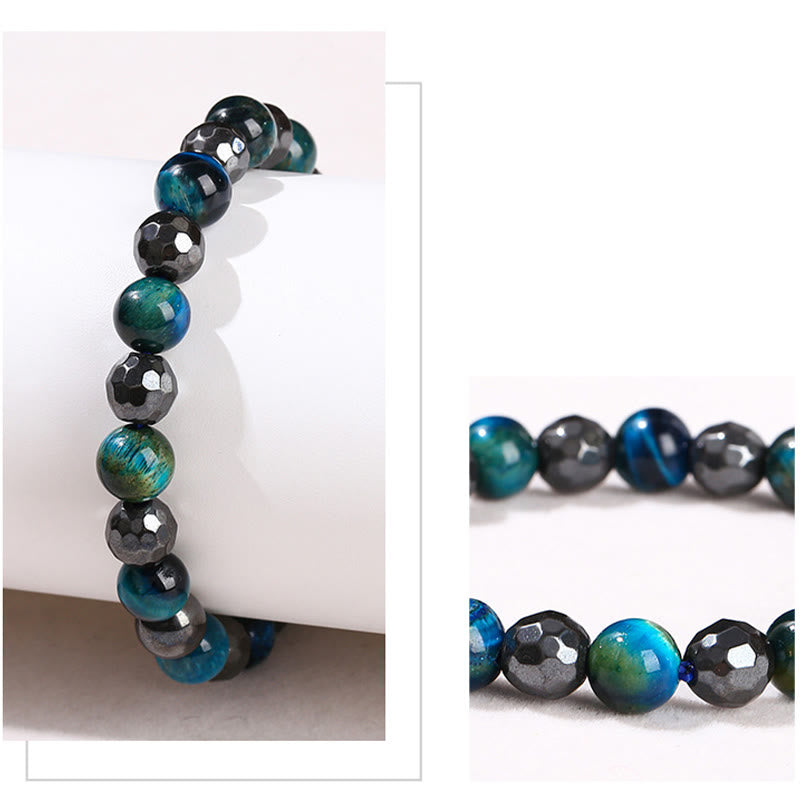 Ensemble de bracelets en hématite œil de tigre bleu 8 mm - Design Protection