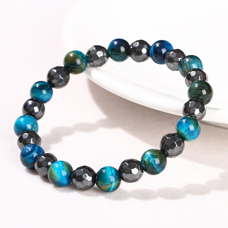 Ensemble de bracelets en hématite œil de tigre bleu 8 mm - Design Protection