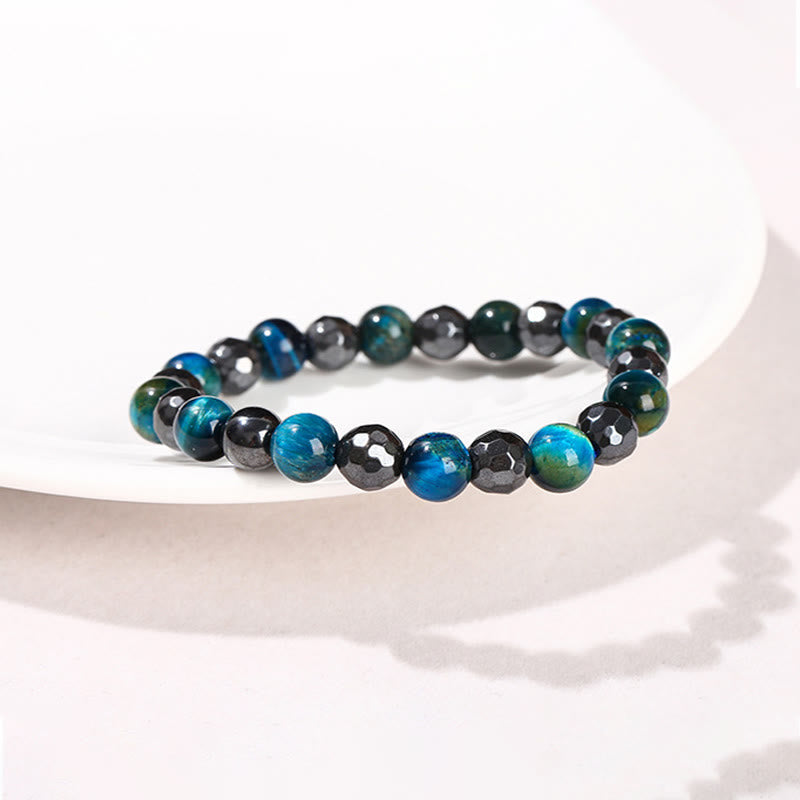 Ensemble de bracelets en hématite œil de tigre bleu 8 mm - Design Protection