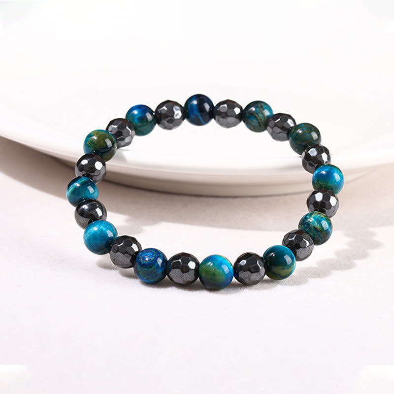 Ensemble de bracelets en hématite œil de tigre bleu 8 mm - Design Protection