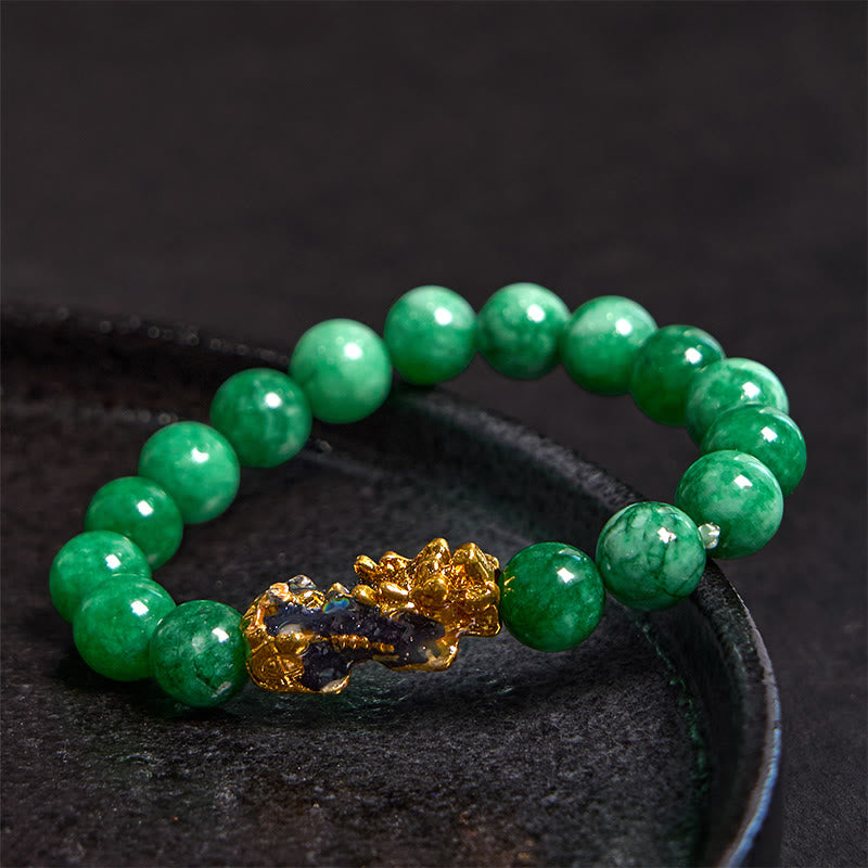 Bracelet de protection PiXiu en jade cyan de 10 mm