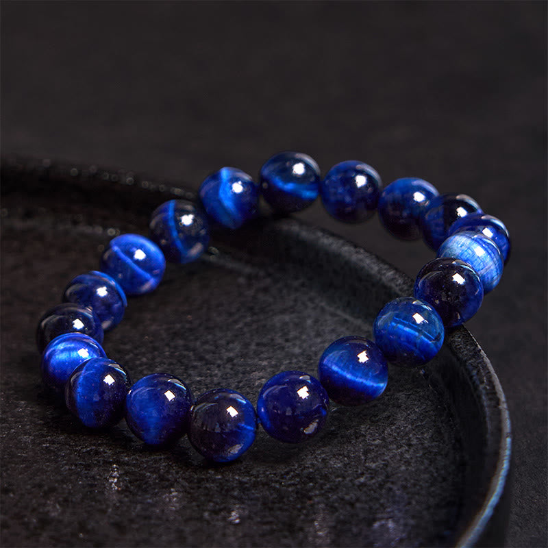 Bracelet de méditation en œil de tigre bleu