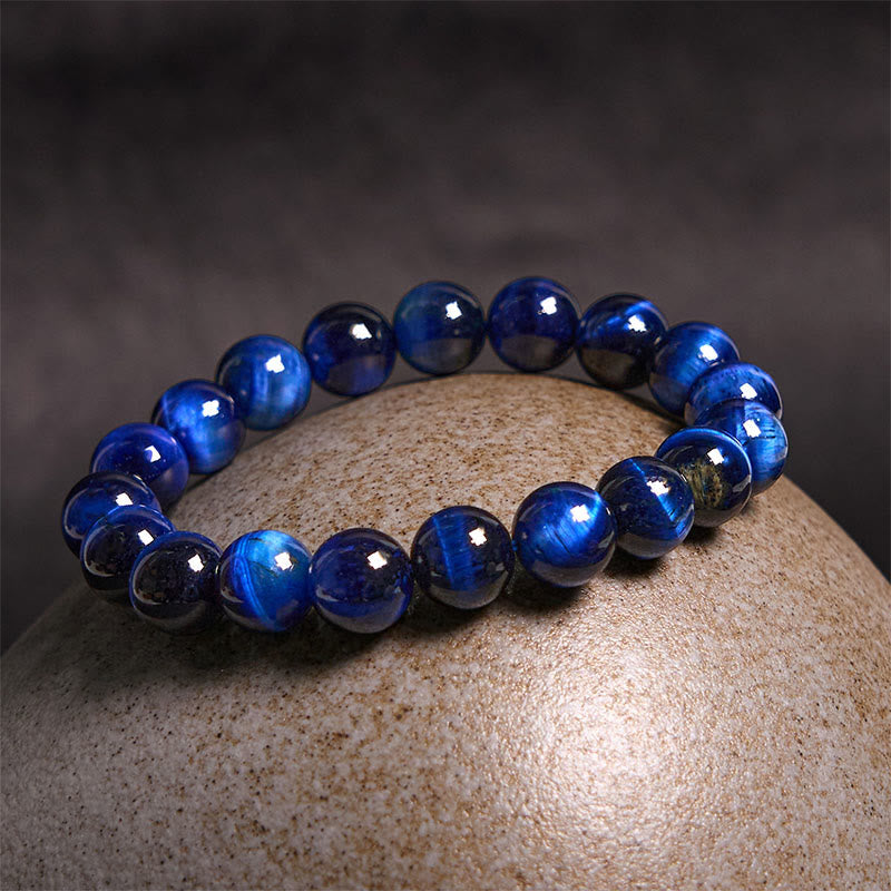 Bracelet de méditation en œil de tigre bleu