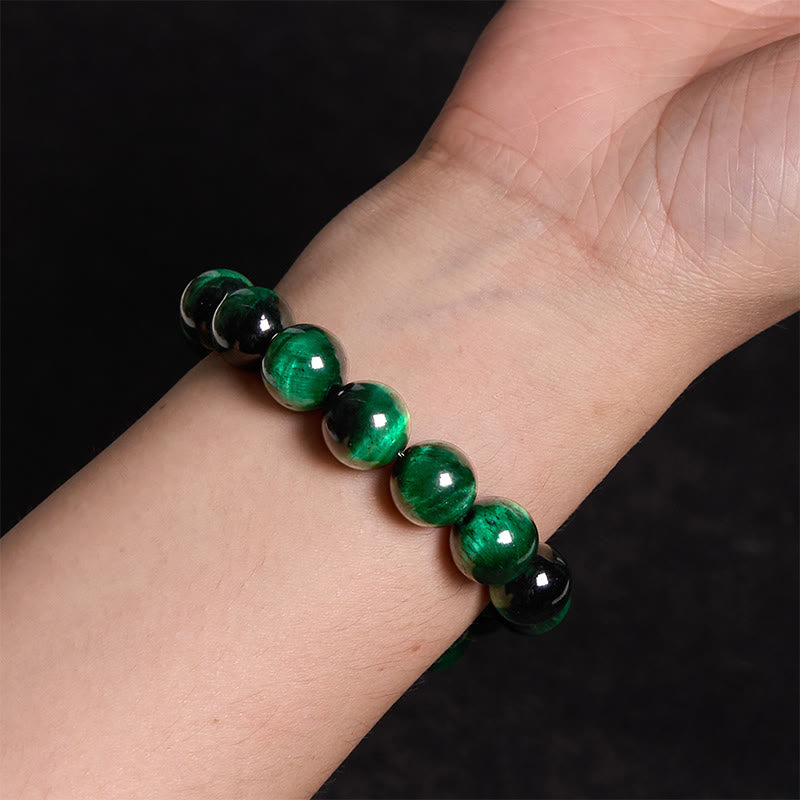 Bracelet de guérison et de croissance en œil de tigre vert de 8 mm