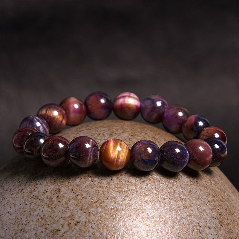 8mm Purple Tiger Eye Protection Bracelet for Strength