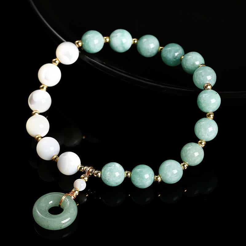 Bracelet d'abondance avec boucle de paix en jade trochus et escargot de 8 mm