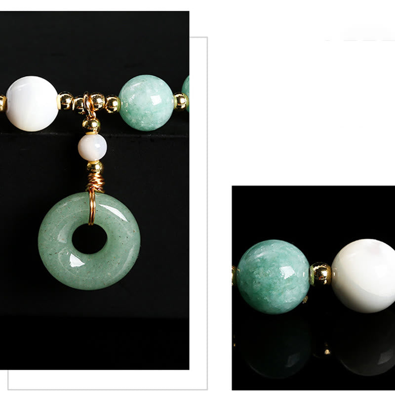 Bracelet d'abondance avec boucle de paix en jade trochus et escargot de 8 mm