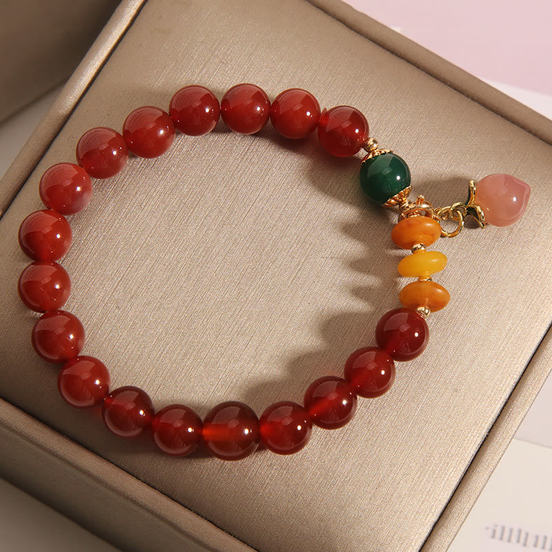 Bracelet d'acceptation de soi en agate rouge, ambre et pêche, 8 mm