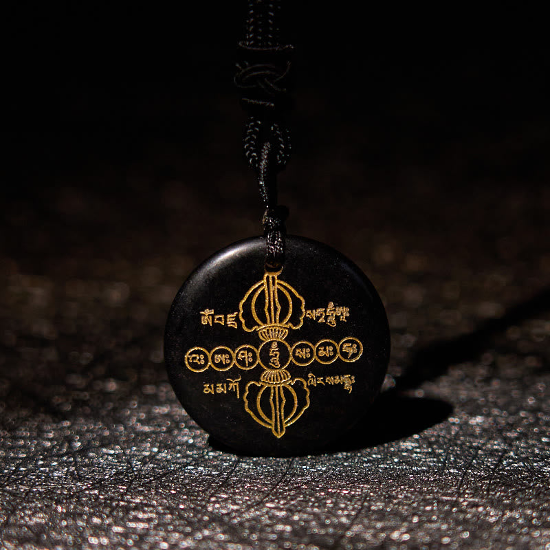 Vajra Dorje Obsidian Necklace for Spiritual Fulfillment