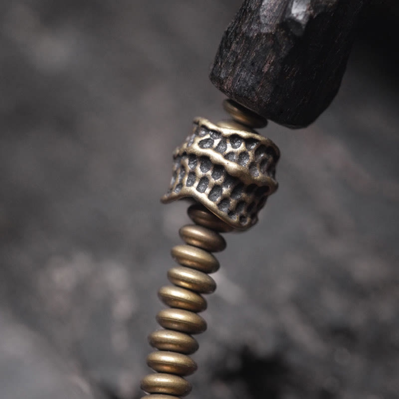 Bracelet double tour en bois d'ébène et agate rouge Peace de 8,5 mm