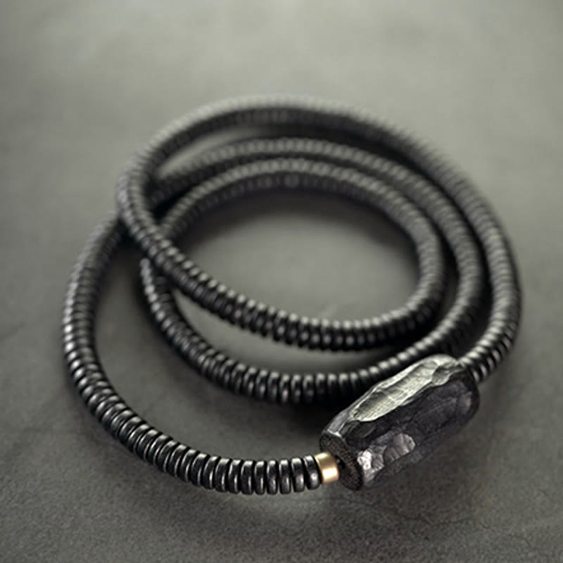 Ebony Wood Triple Wrap Bracelet for Balance & Calm 14-17.5cm