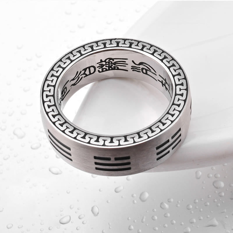 Bague d'harmonie Yin Yang Bagua en acier titane de 7 mm