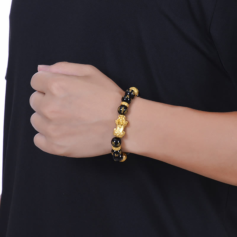 Bracelet de protection PiXiu en obsidienne noire