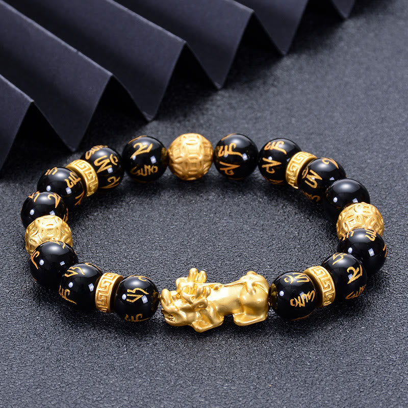 Bracelet de protection PiXiu en obsidienne noire