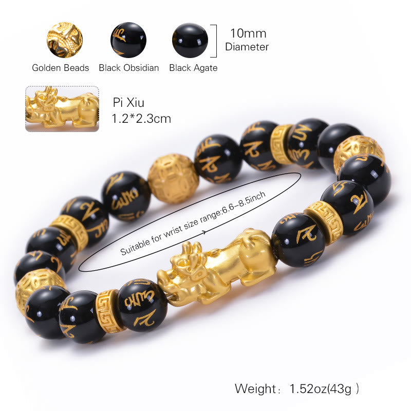 Bracelet de protection PiXiu en obsidienne noire